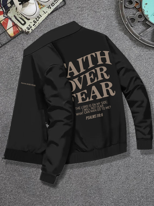 Divine Power Faith Over Fear Jacket For Men Stand Collar