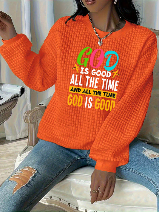 In His Divine Power Faith Graphic Knit Sweatshirt Casual