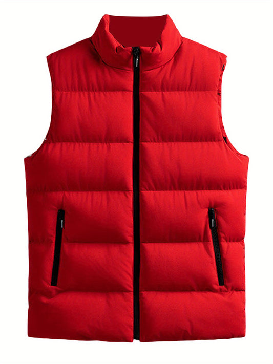 Quilted Insulated Sleeveless Vest With Stand Collar Casual