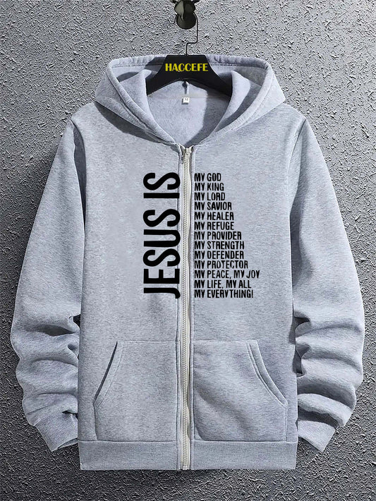 In His Divine Power Mens Zip Hoodie Kangaroo Pocket