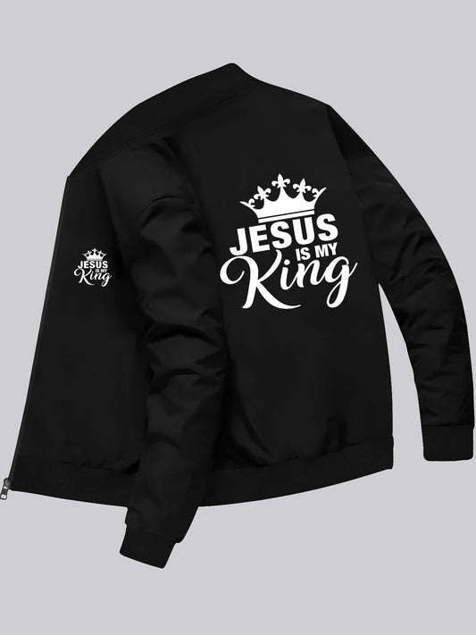 Men's Slim Fit Casual Jacket Jesus Is My King Print