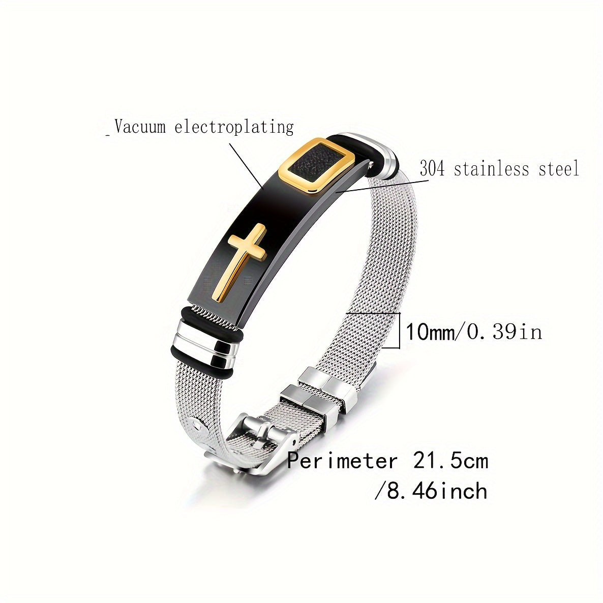 Cross Titanium Steel Mens Bracelet Glossy Stainless Jewelry