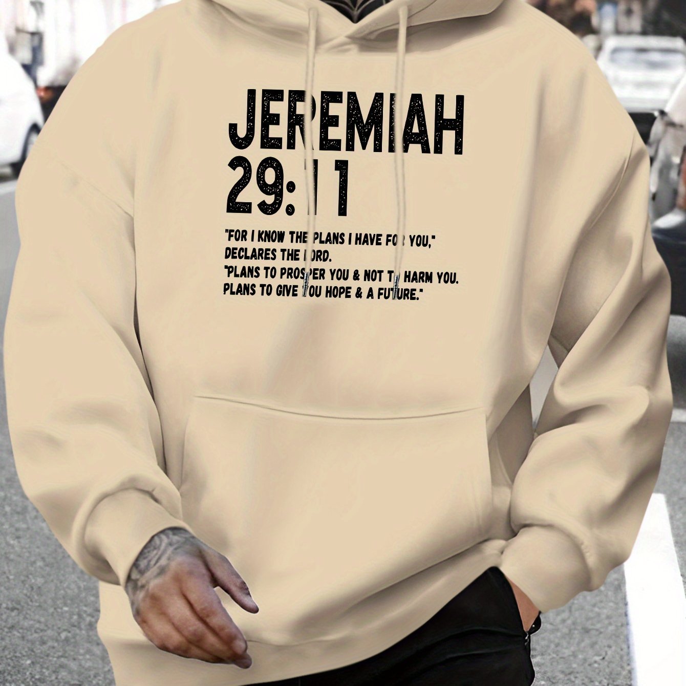In His Divine Power Jeremiah 29 11 Hoodie Mens Polyester