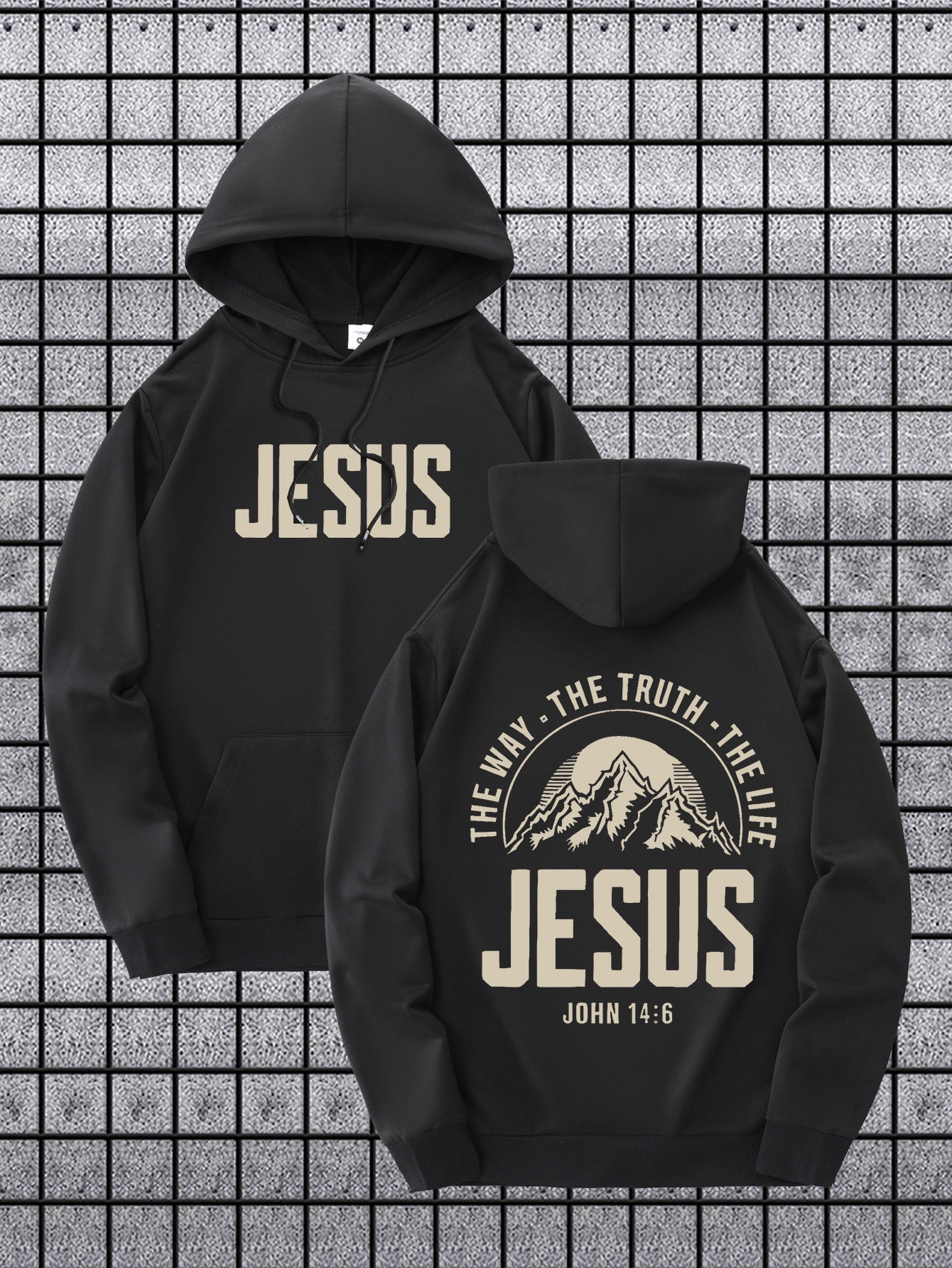 Velvet Hooded Sweatshirt With Jesus Print Casual Pullover