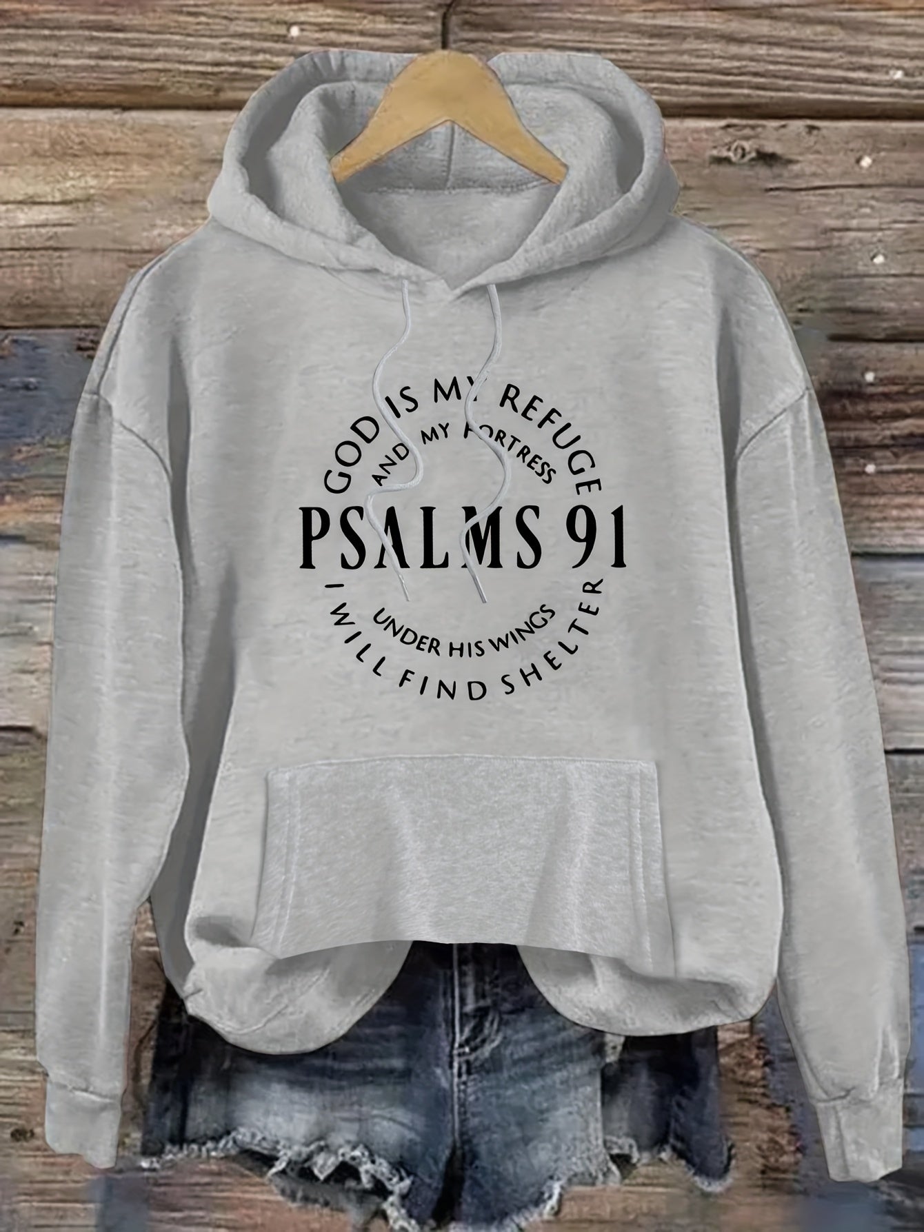 Stylish Psalm Womens Graphic Hoodie Soft Polyester Pullover
