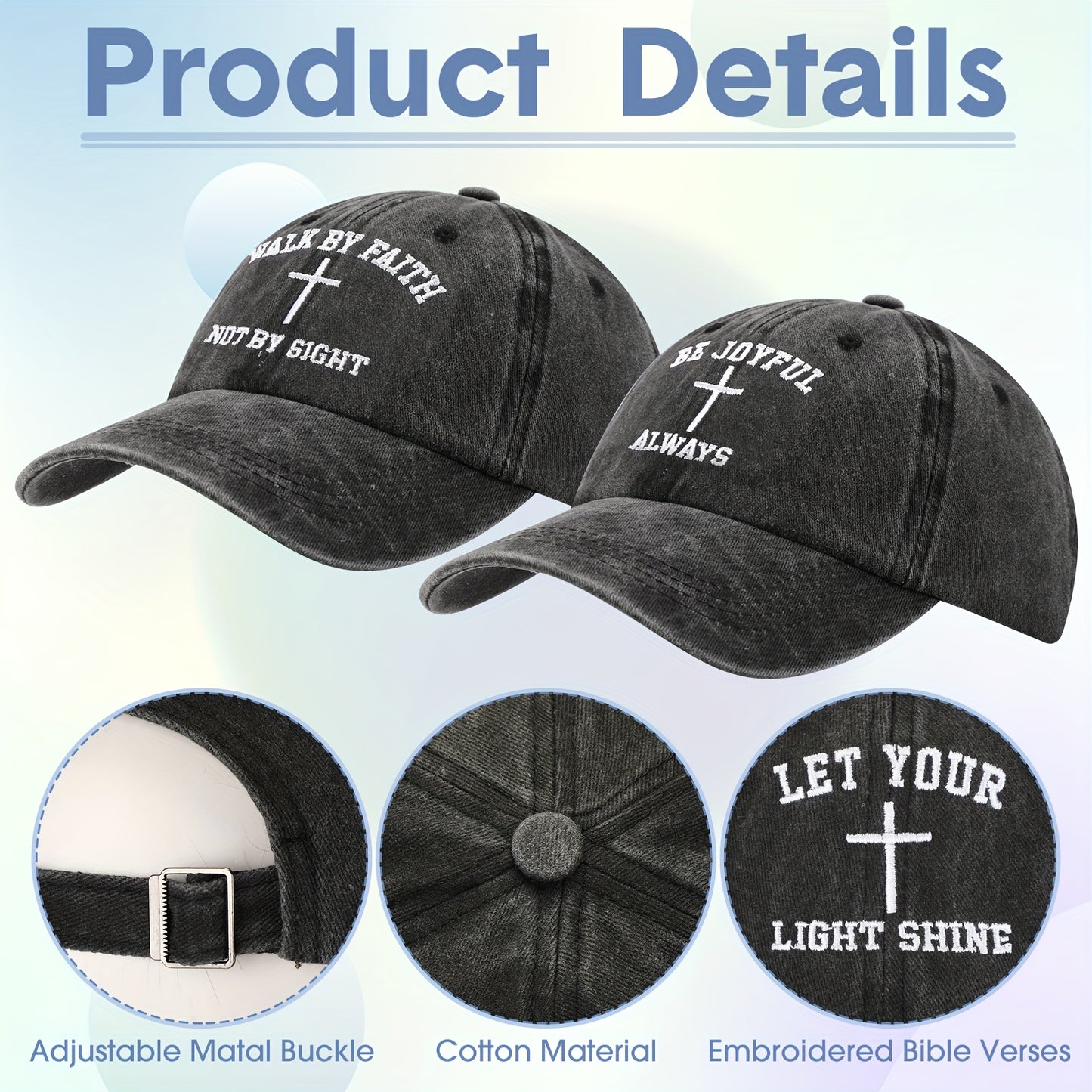 Cross Design Faith Hats Christian Baseball Caps Men Women