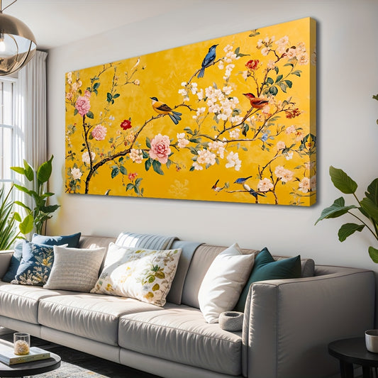 Floral Birds Wall Art Canvas Giclée Wrapped Frame
