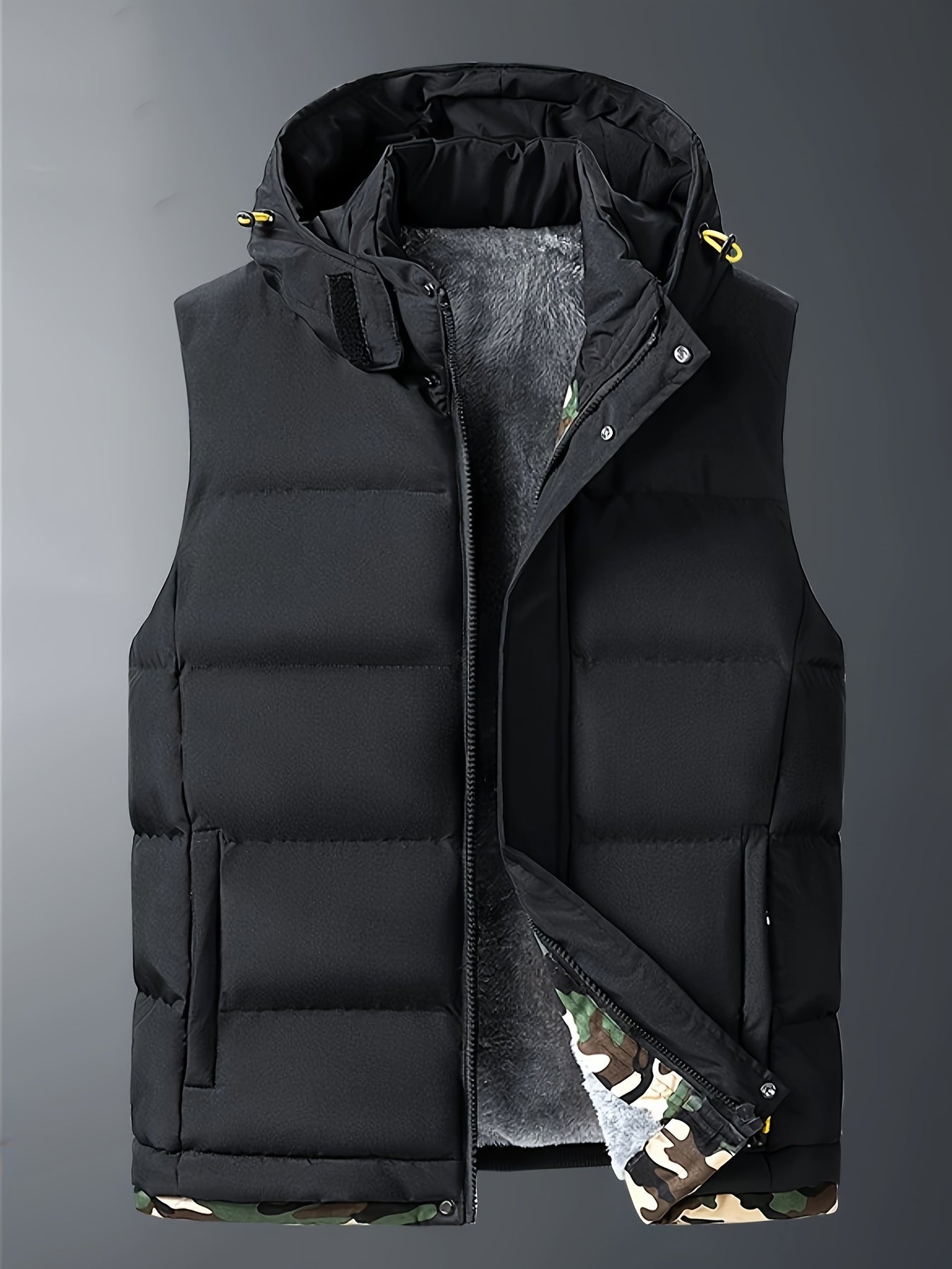 Mens Hooded Winter Vest Casual Street Polyester Jacket