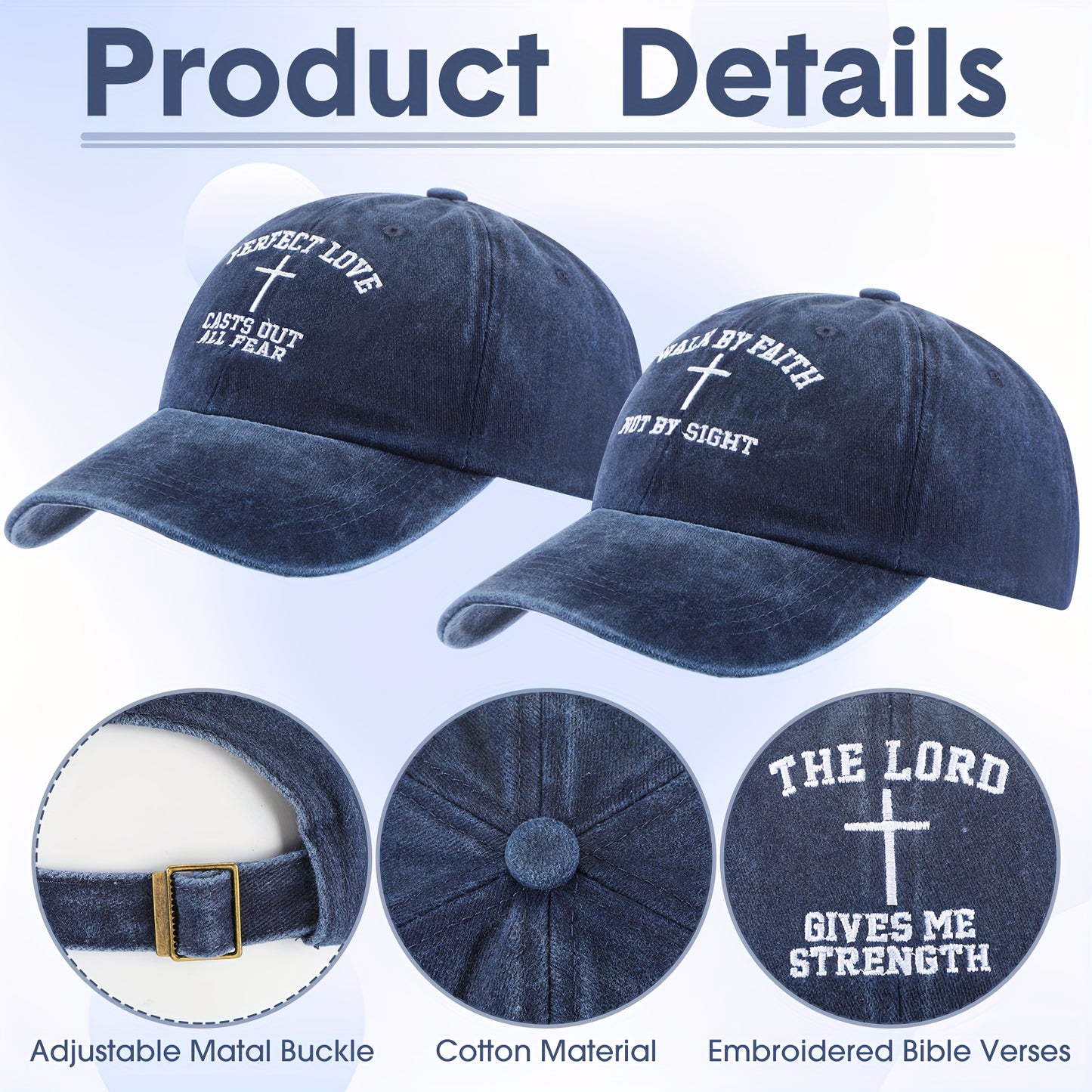 Christian Baseball Caps With Cross Bible Verse Designs