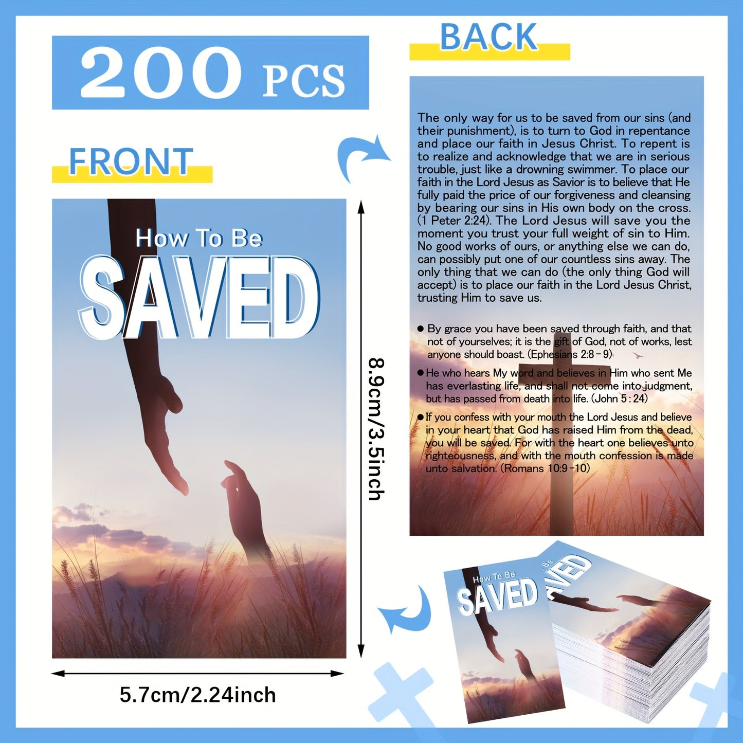 Gospel Tract 200-piece Card Set - Pocket-sized Inspirational