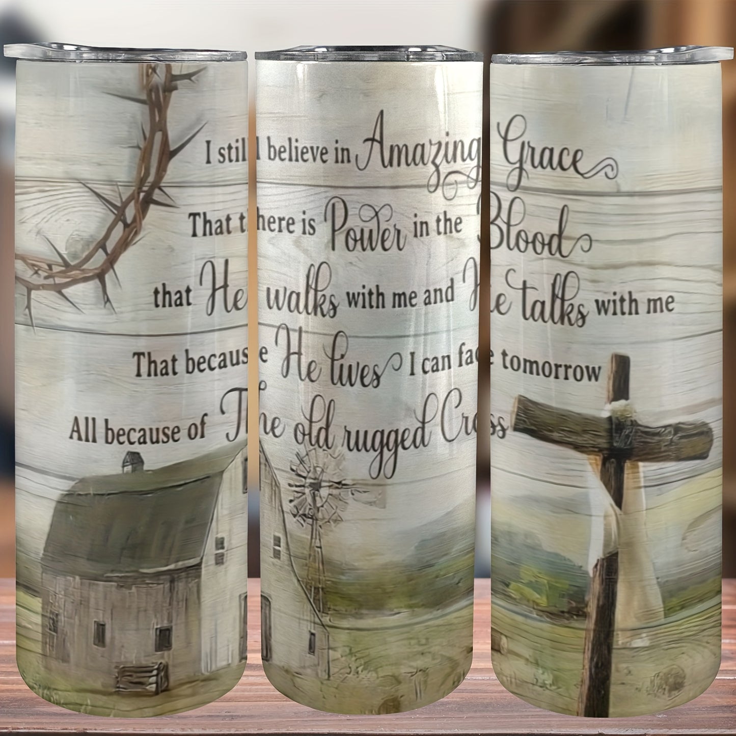 Inspirational Scripture Stainless Steel Tumbler with Lid and Straw