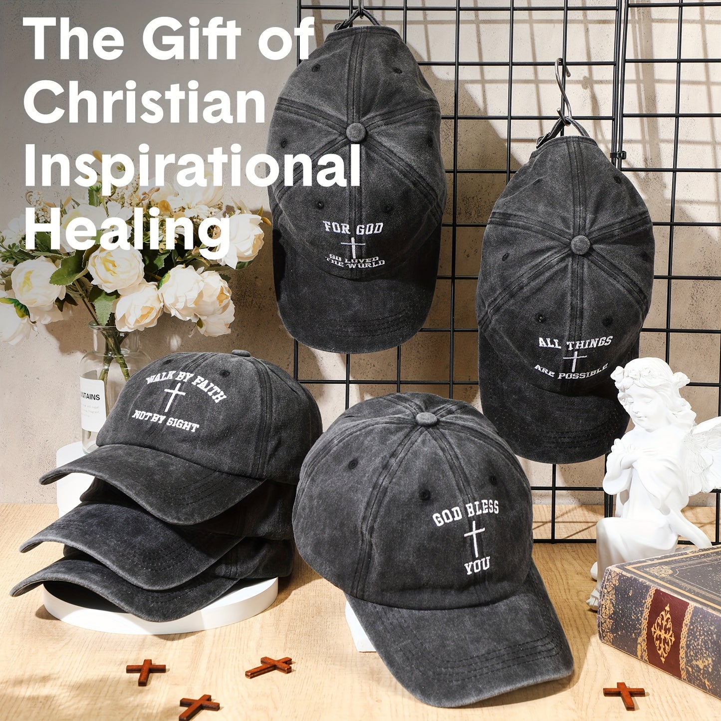 Cross Design Faith Hats Christian Baseball Caps Men Women