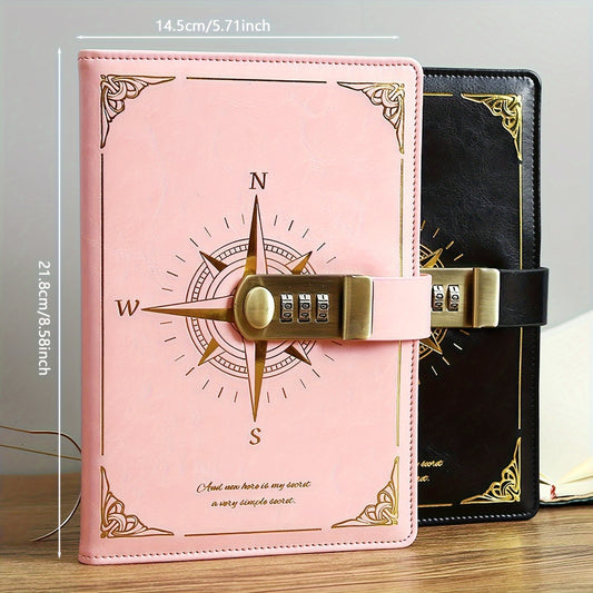 Retro Password Diary With Lock For Girls And Women