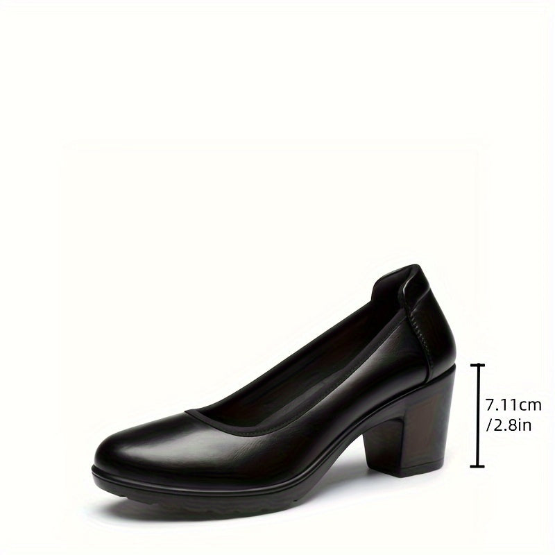 Low Heel Comfort Queen Shoes Soft Round Toe All Season Block Heel