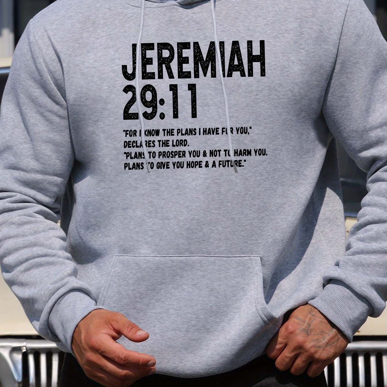 In His Divine Power Jeremiah 29 11 Hoodie Mens Polyester