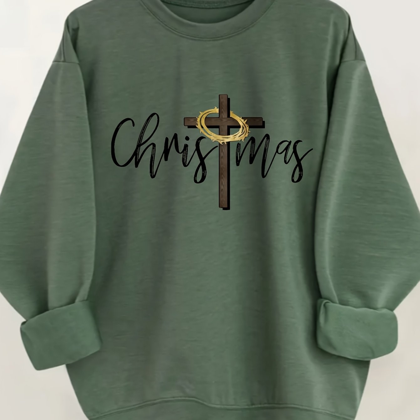 Oversized Crewneck Sweater With Cross Print