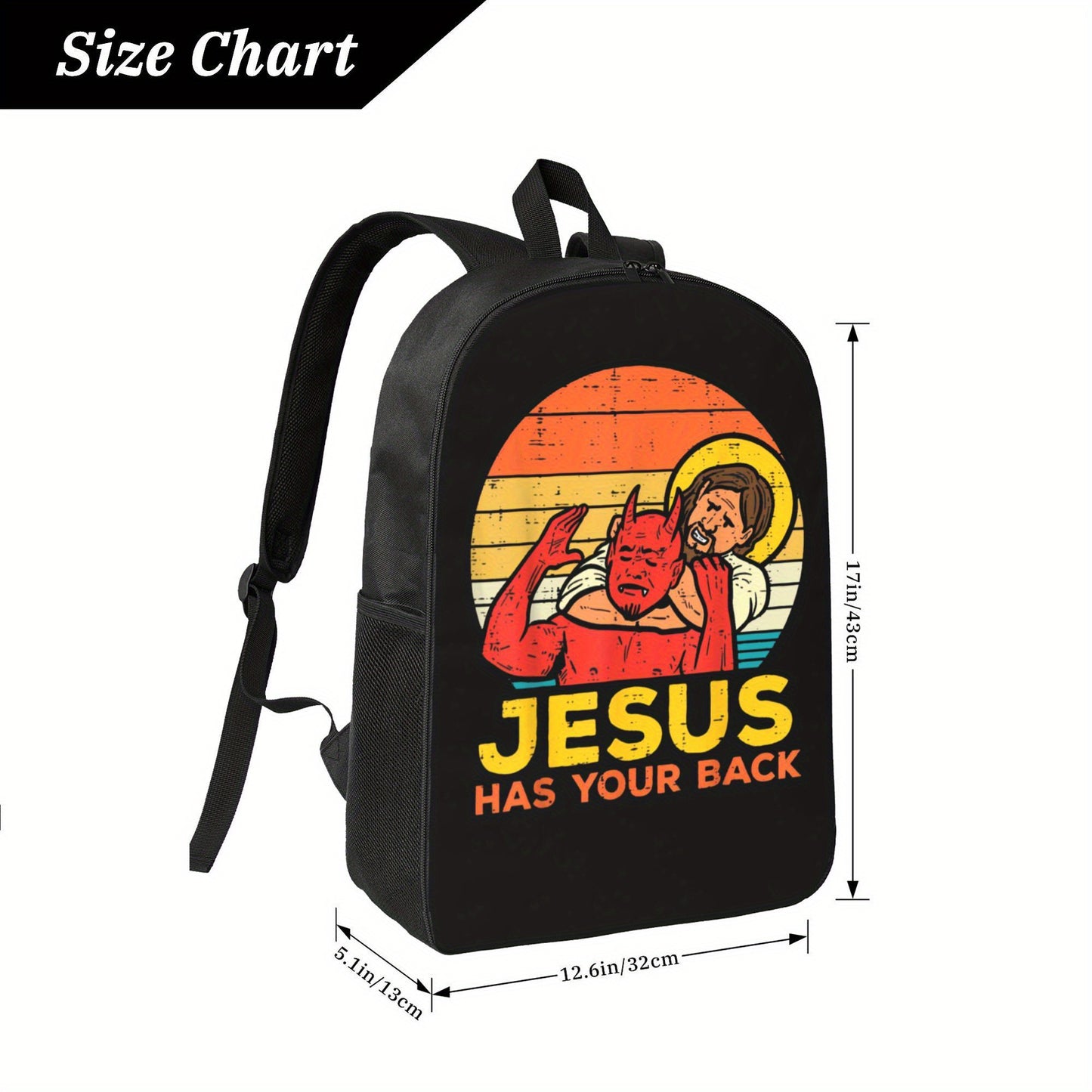 Lightweight Casual Backpack With Jesus Has Your Back Print