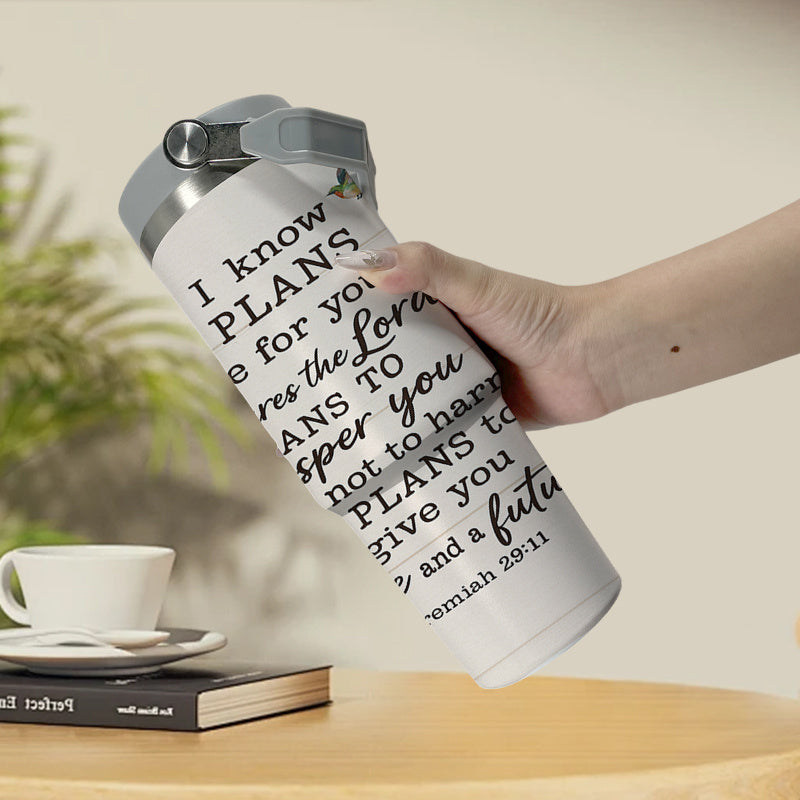 Stainless Steel Tumbler With Straw And Jeremiah 29 11