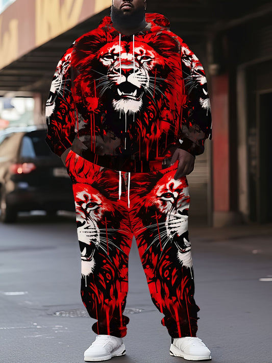 Divine Power Lion Print Hooded Sweatshirt And Joggers Set