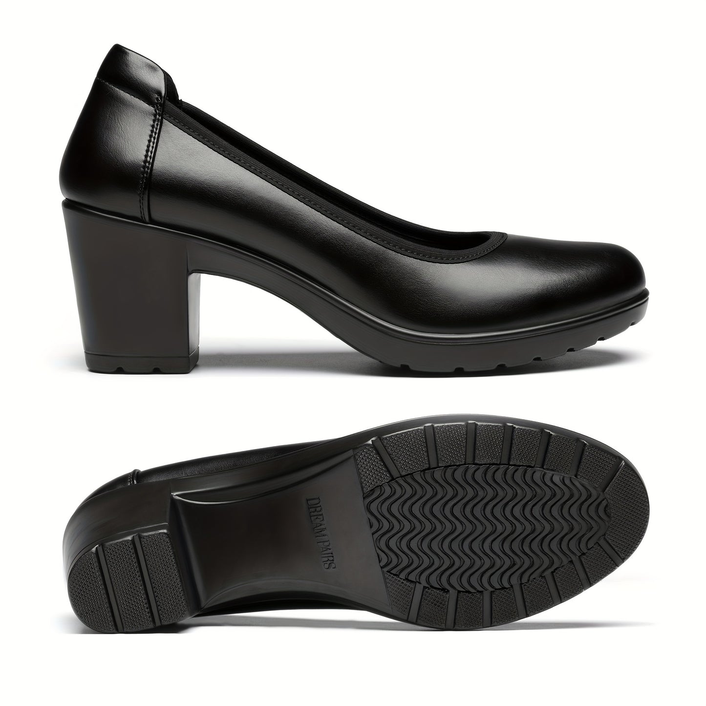 Low Heel Comfort Queen Shoes Soft Round Toe All Season Block Heel