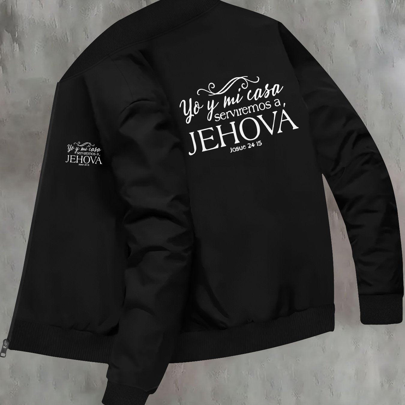 Men's Slim Fit Religious Print Bomber Jacket Casual