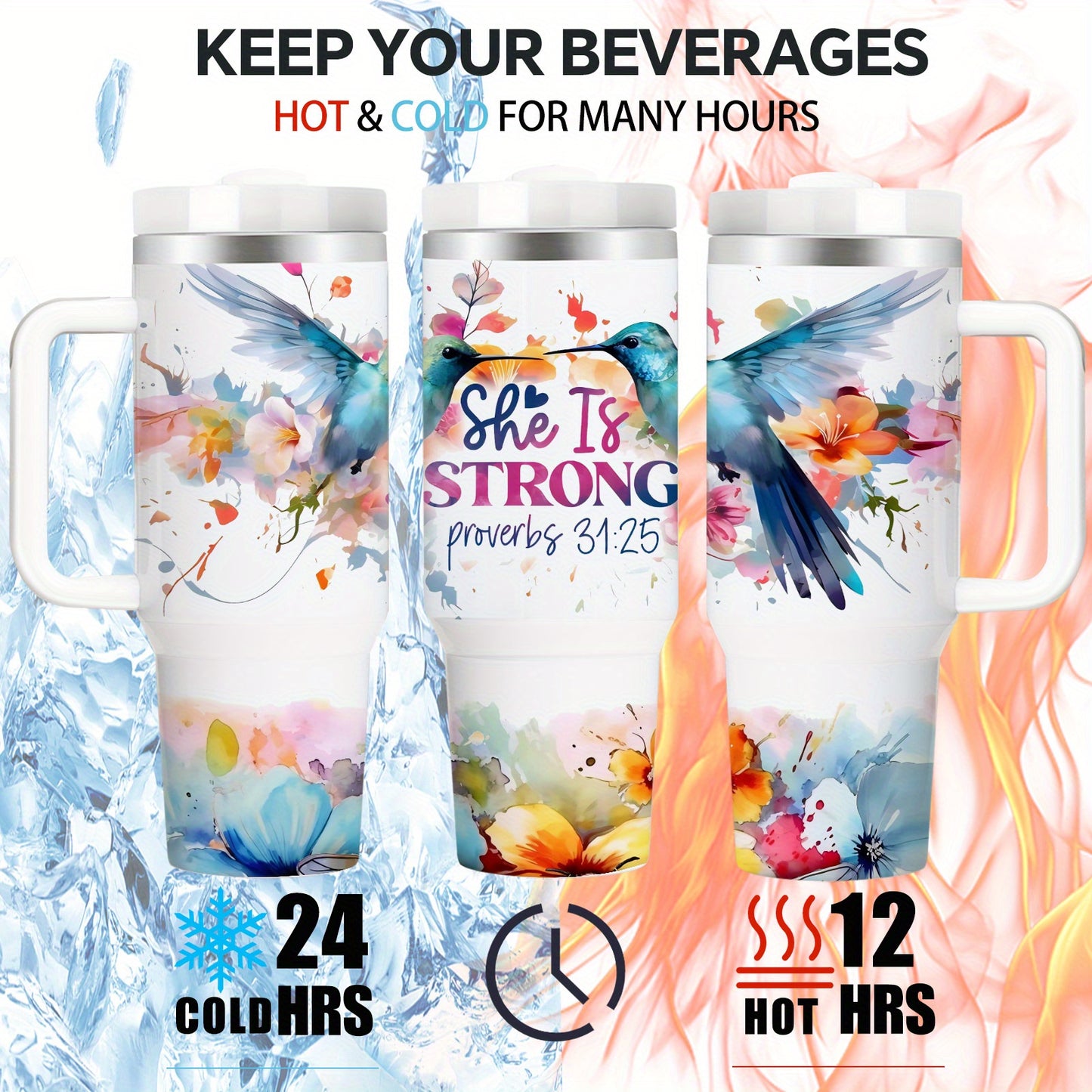 Mikenda Vacuum Insulated Mug Double Wall Stainless Steel Tumbler