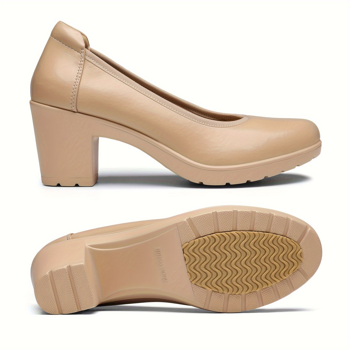 Low Heel Comfort Queen Shoes Soft Round Toe All Season Block Heel