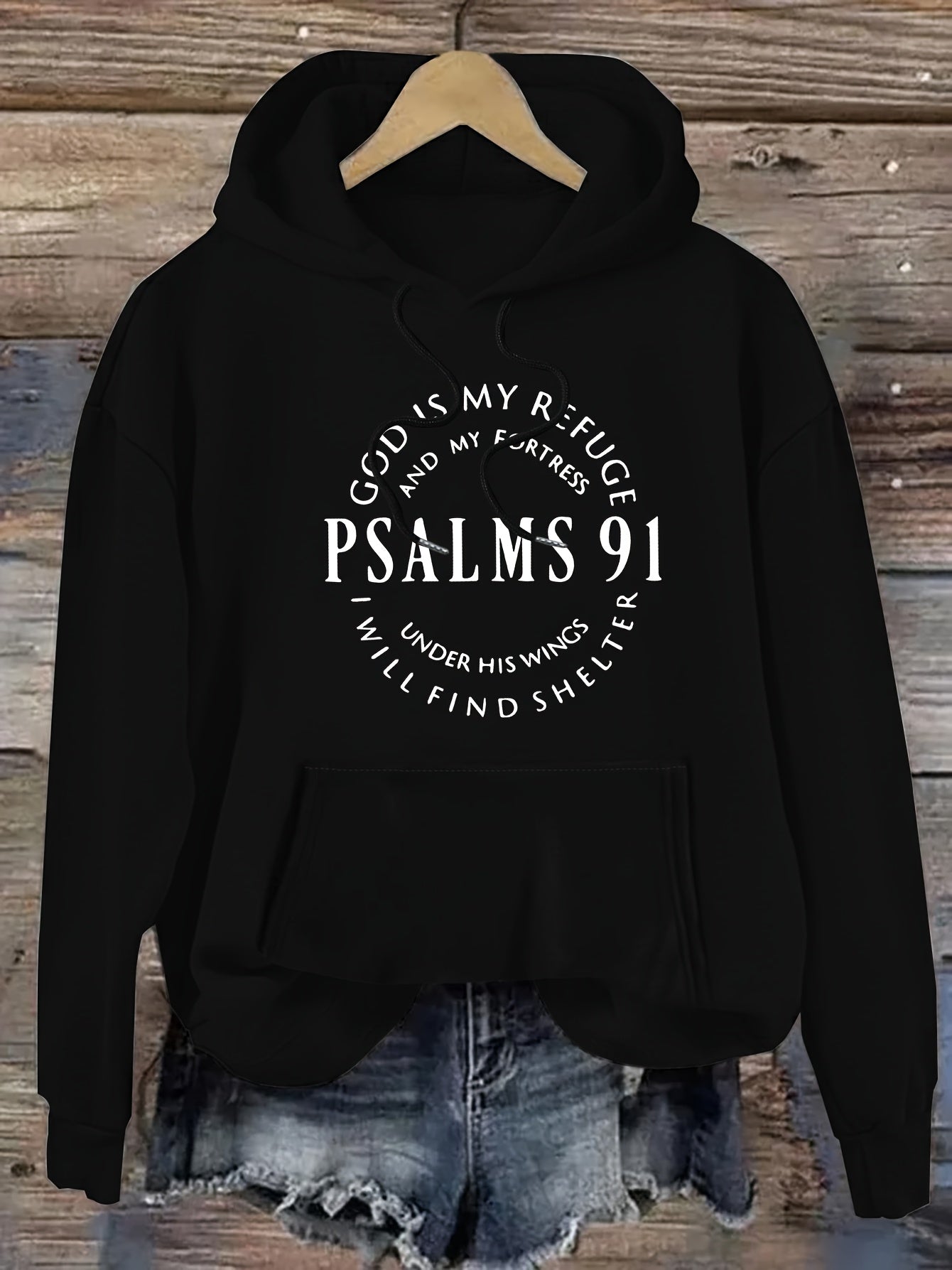 Stylish Psalm Womens Graphic Hoodie Soft Polyester Pullover