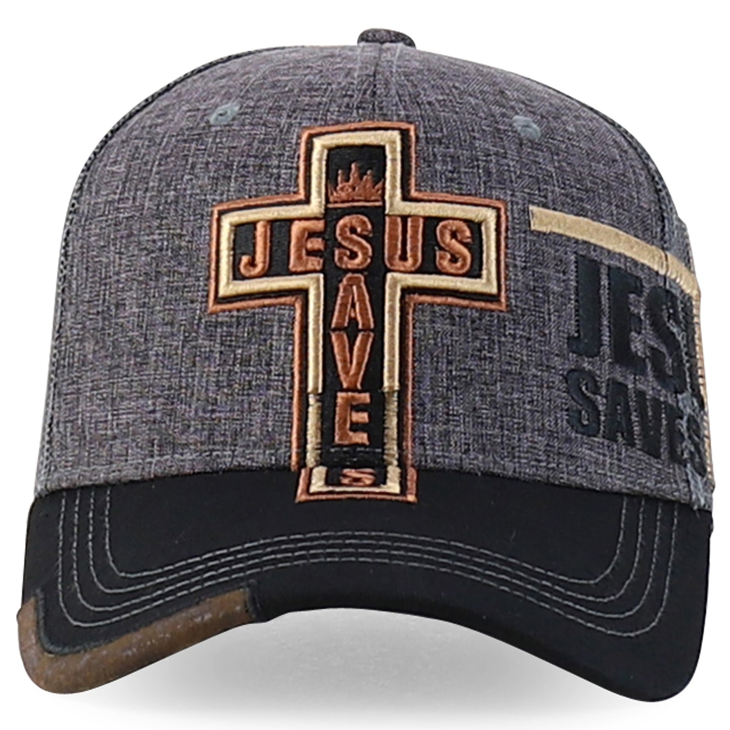 Jesus Saves Embroidered Trucker Cap Curved Bill Six Panel Casual Hat Cotton Polyester Blend