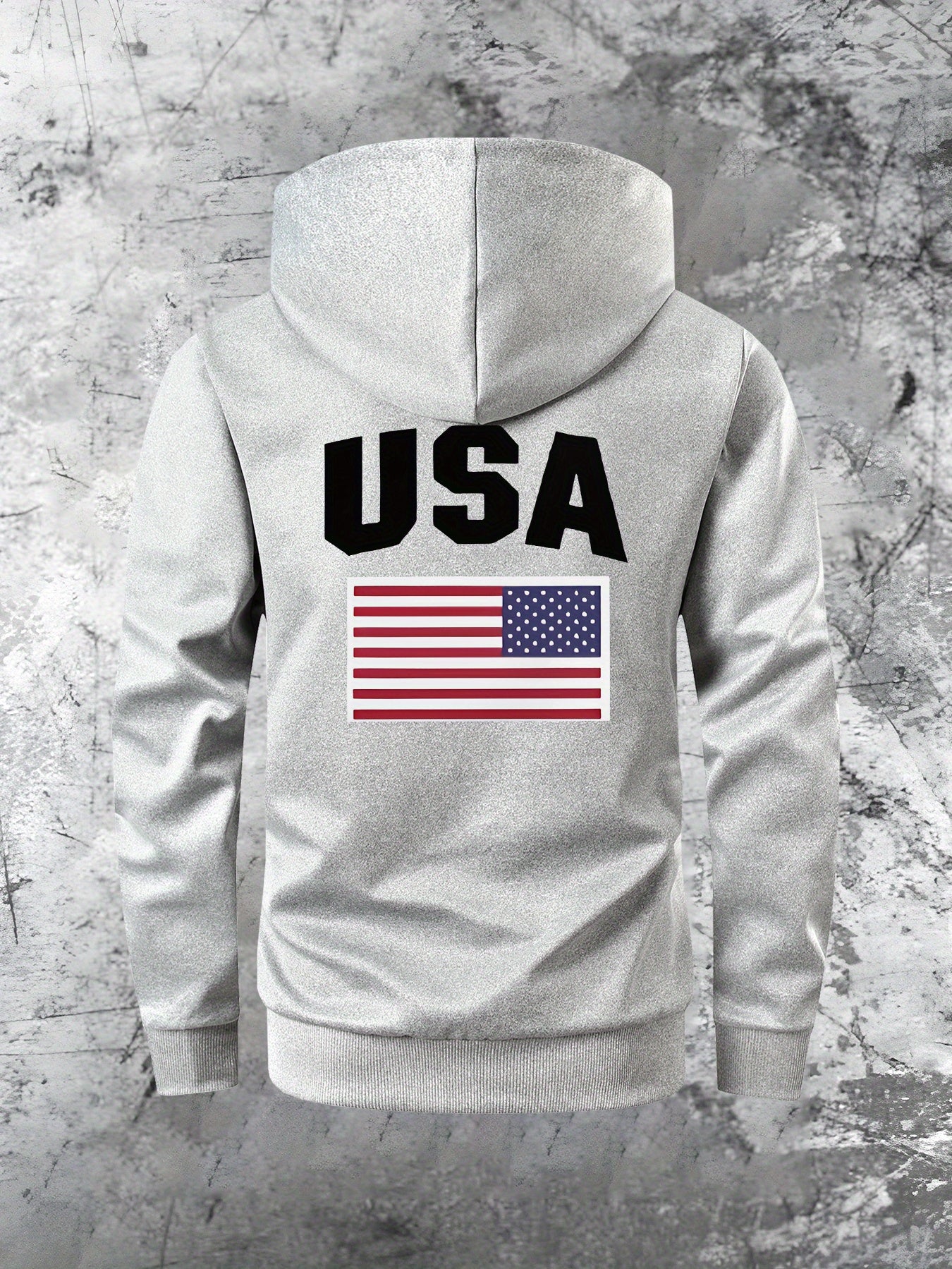 Patriotic USA Flag Print Hooded Slim Fit Jacket Zip Up