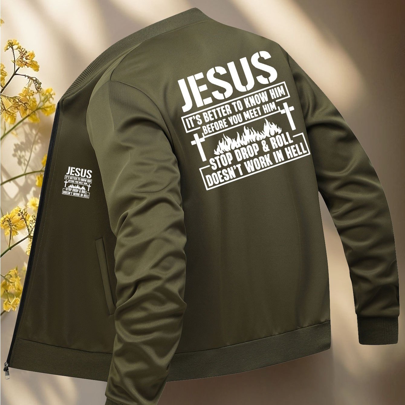 Christian Bible Message Zip Front Jacket for Church