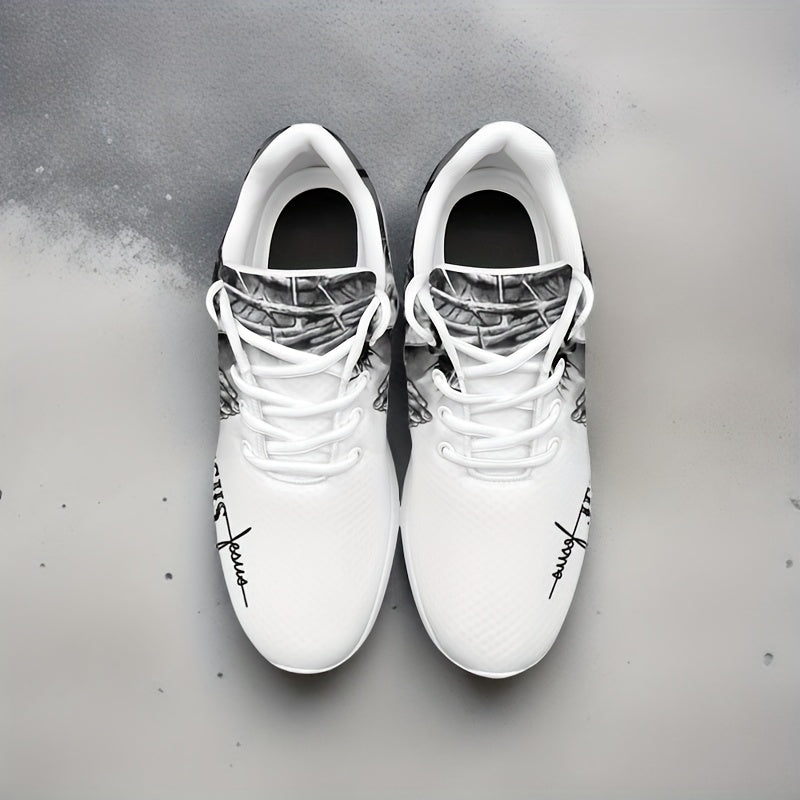 Jesus Pattern Sneakers Christian Faith Print Running Shoes