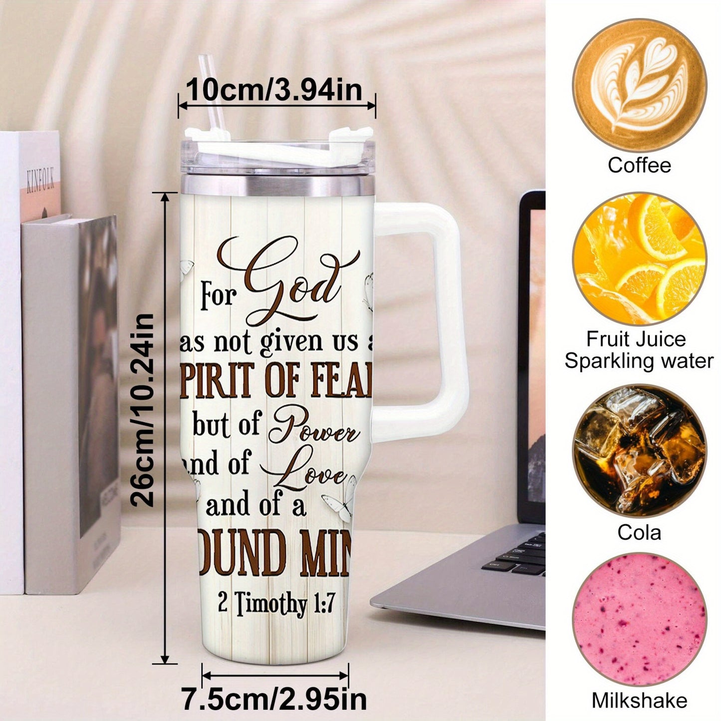 Floral Cross Tumbler Stainless Steel Vacuum Insulated Travel Mug