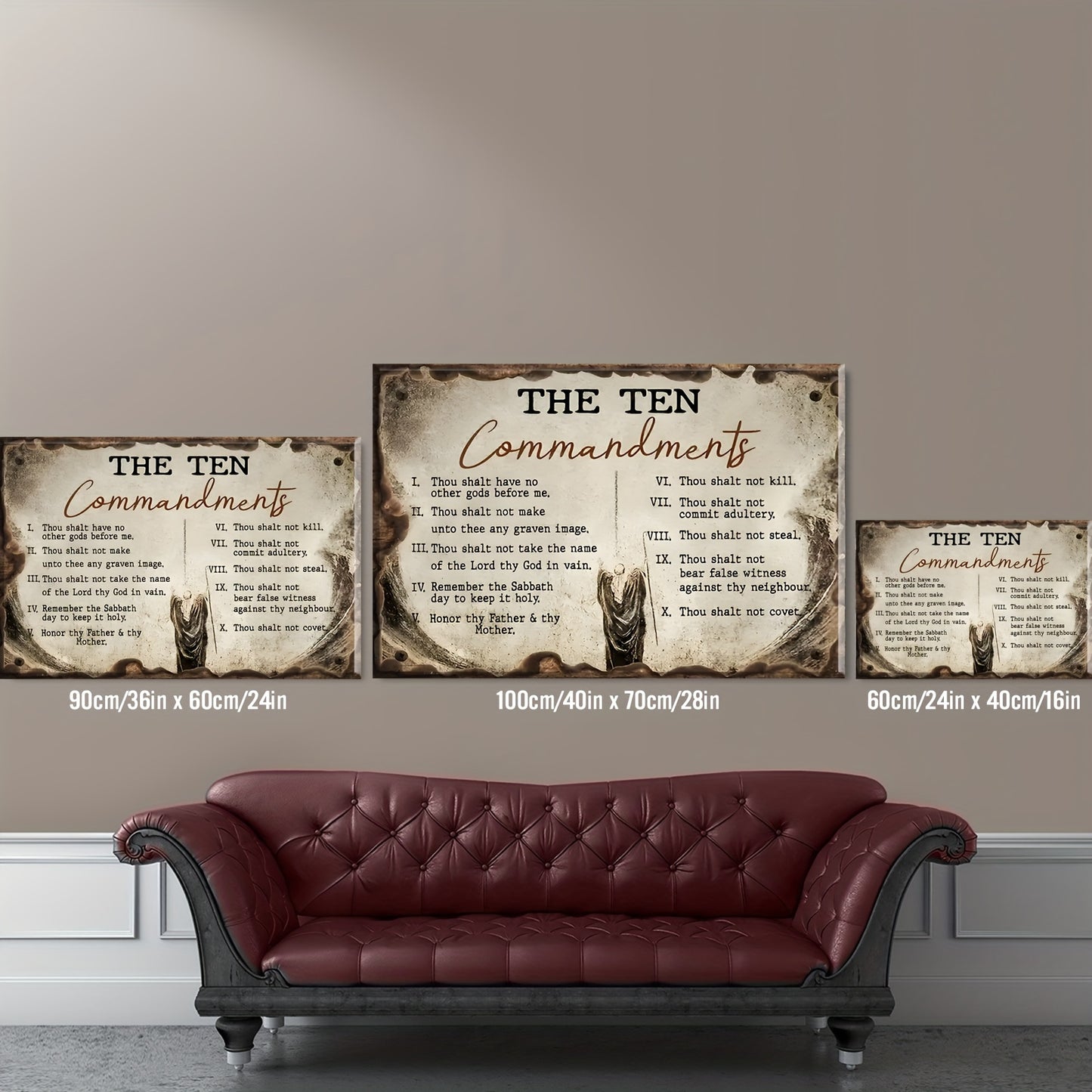 Ten Commandments Wall Art Canvas Motivational Wall Decor