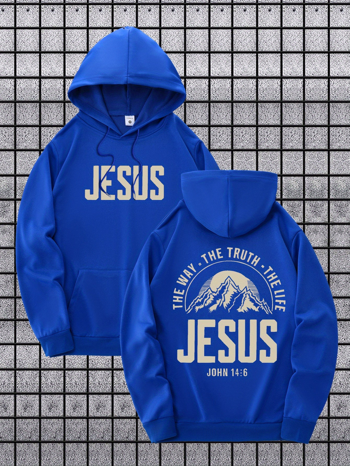 Velvet Hooded Sweatshirt With Jesus Print Casual Pullover