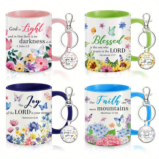 4 Sets of Christian Coffee Mugs with Bible Verses