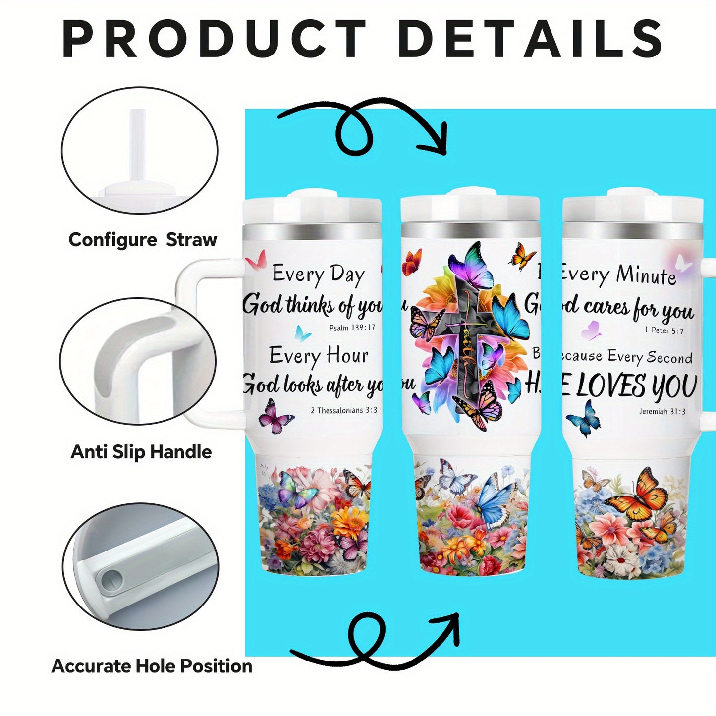 Mikenda Insulated Stainless Steel Tumbler God Loves You