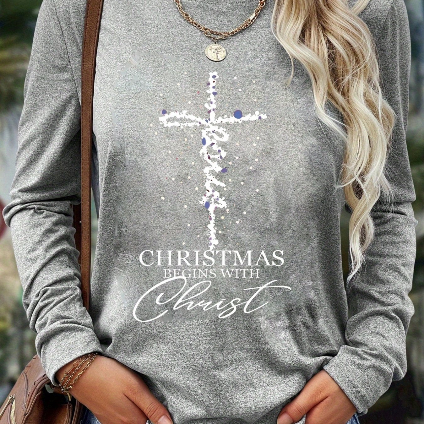 Christmas Begins With Christ Christian T Shirt Cross