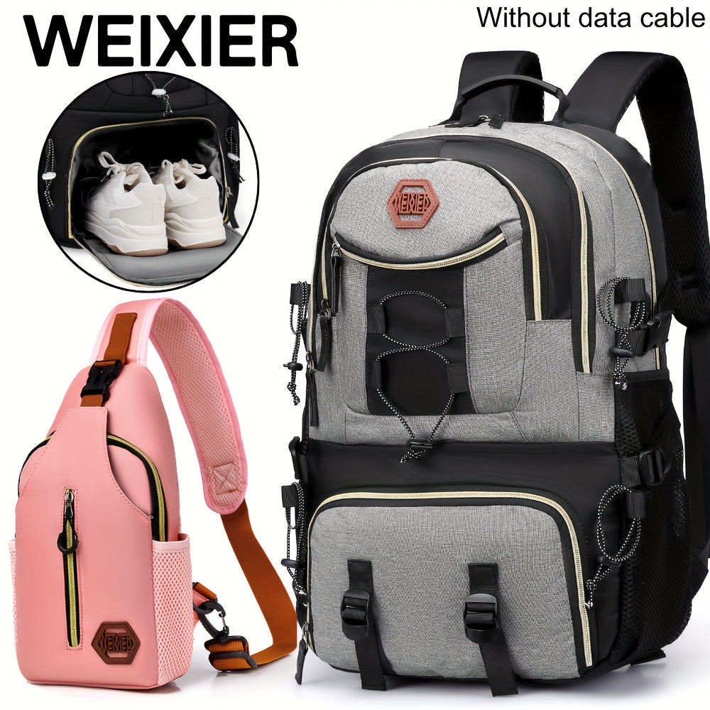 [Multi-pocket Backpack] Multi-pocket Large Capacity Unisex Shoulder Bag Computer Backpack | Travel Business Casual Backpack with Underwear Bag Set, Commuting Bag Weekend Overnight Bag, Holiday Birthday Gift