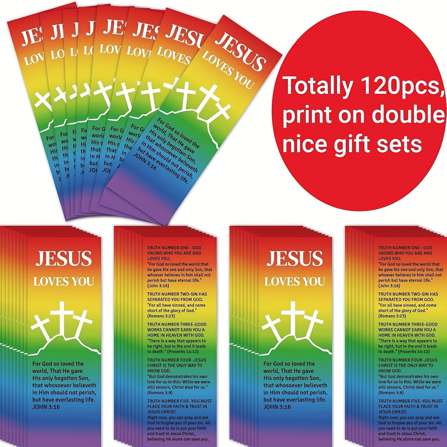 Christian Bible Bookmark Cards 120 Count Gospel Tracts