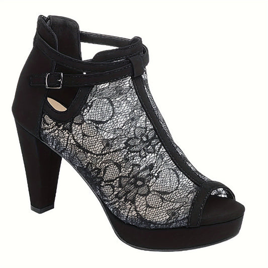 Women's High Heels Dress Wedding Shoes with Mesh Design