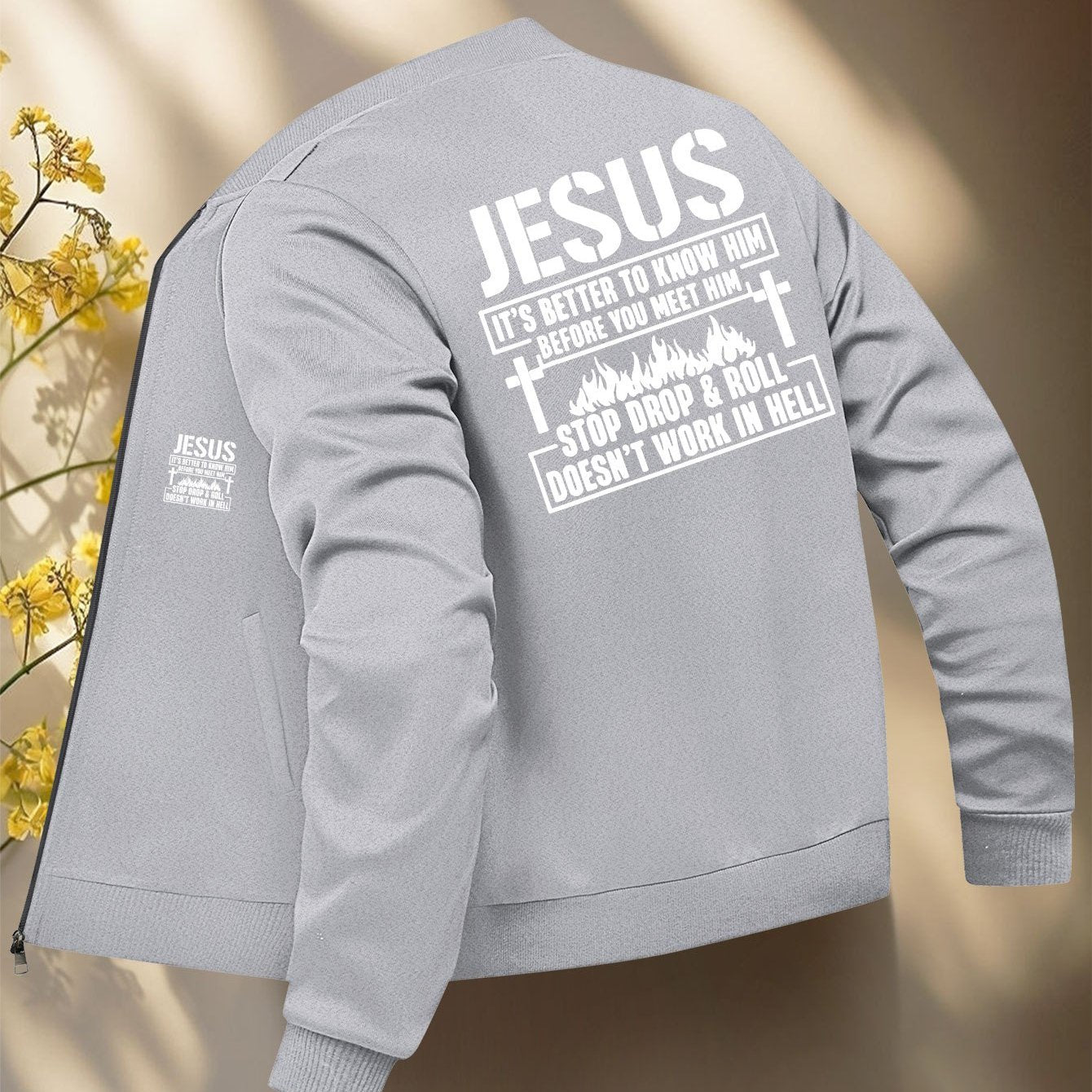 Christian Bible Message Zip Front Jacket for Church