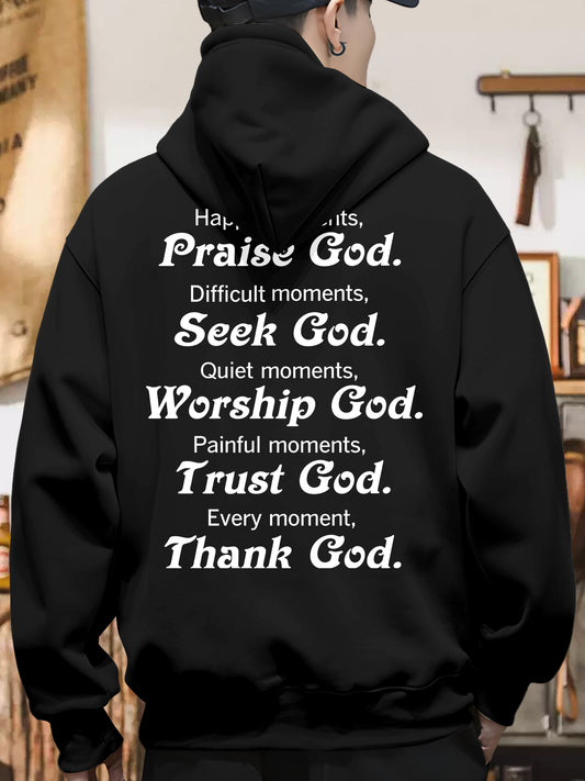 Yuy Cloth Praise God Printed Cotton Hoodie Relaxed Fit