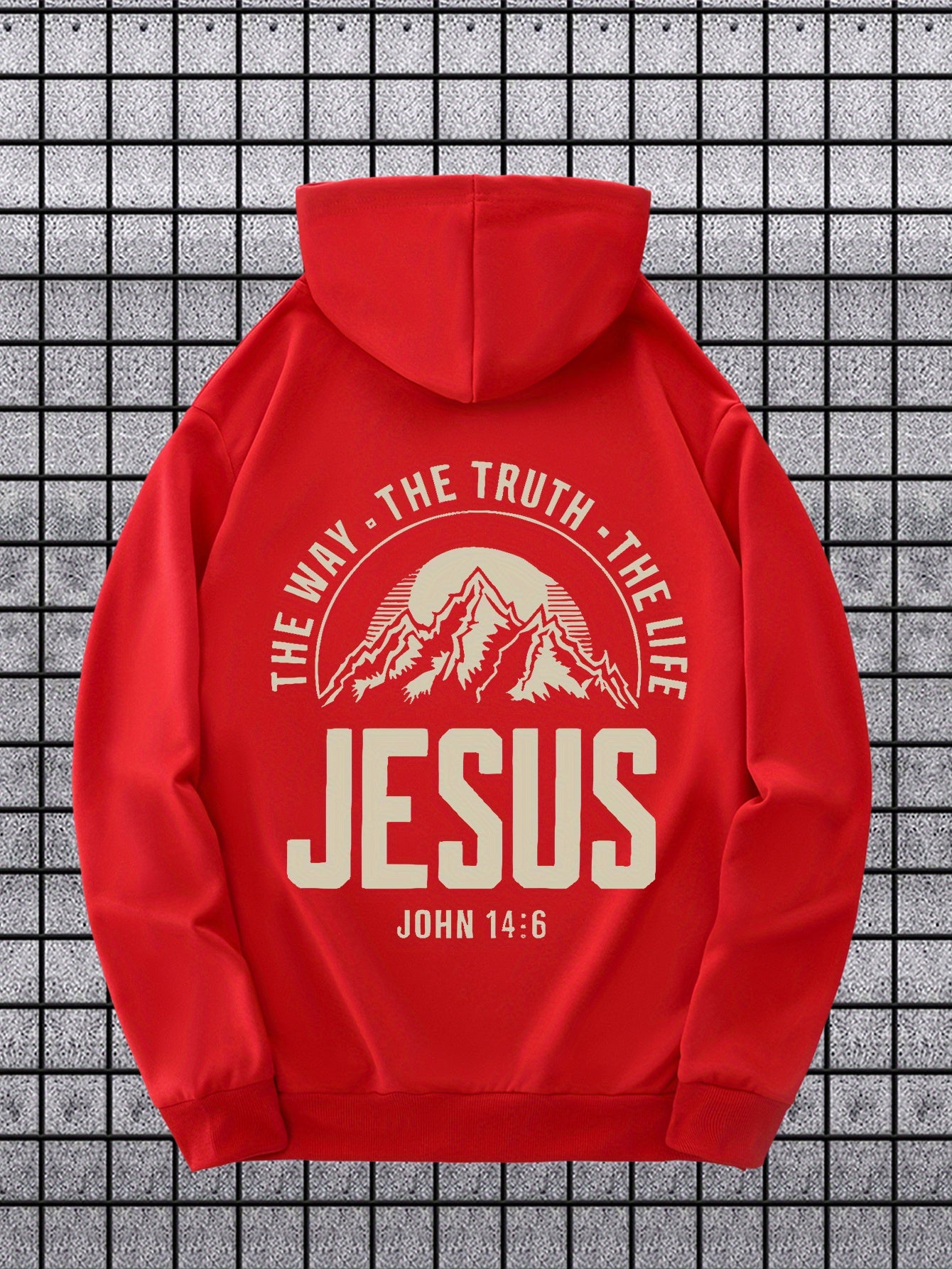 Velvet Hooded Sweatshirt With Jesus Print Casual Pullover