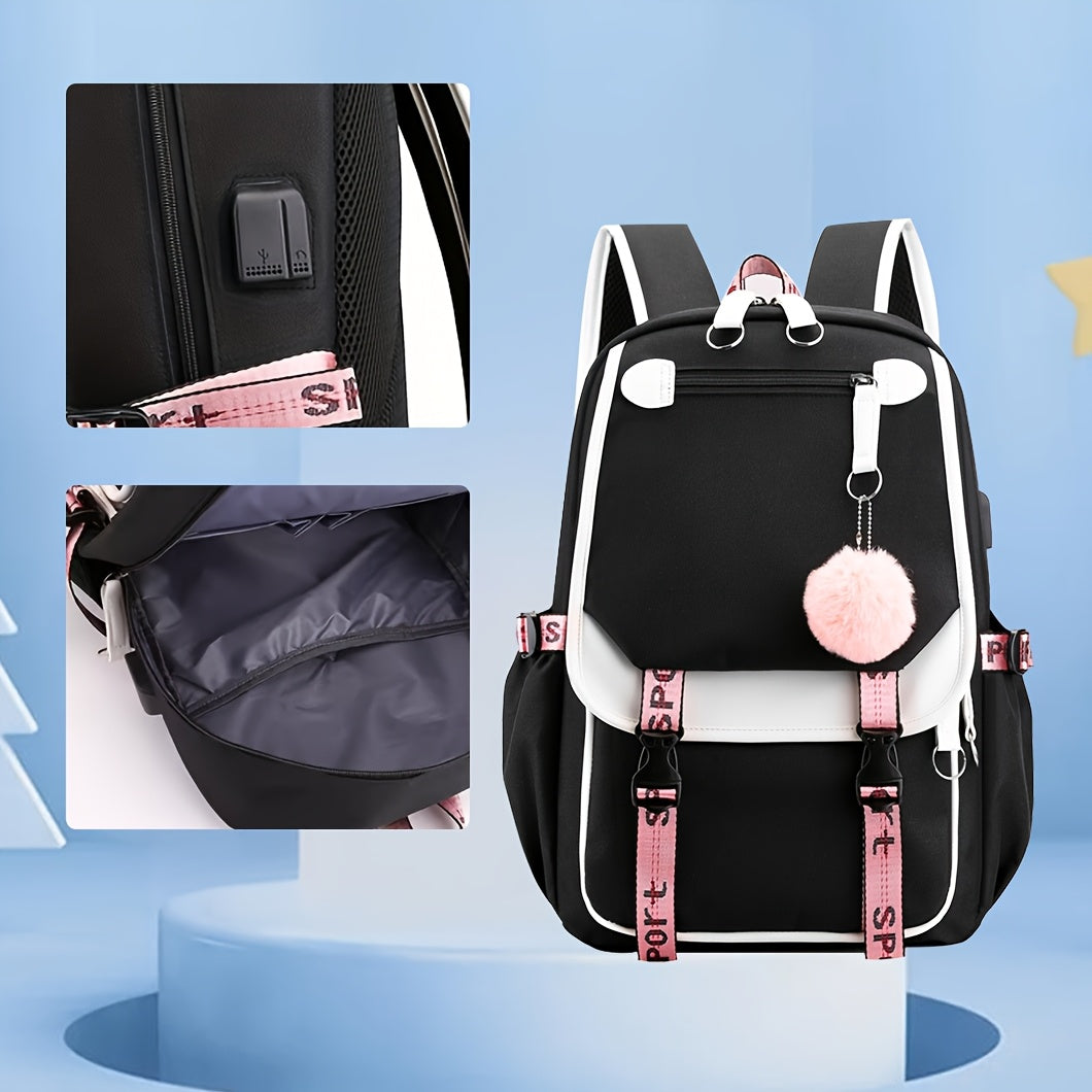 Teen Girls Laptop Backpack Durable Polyester School Bag