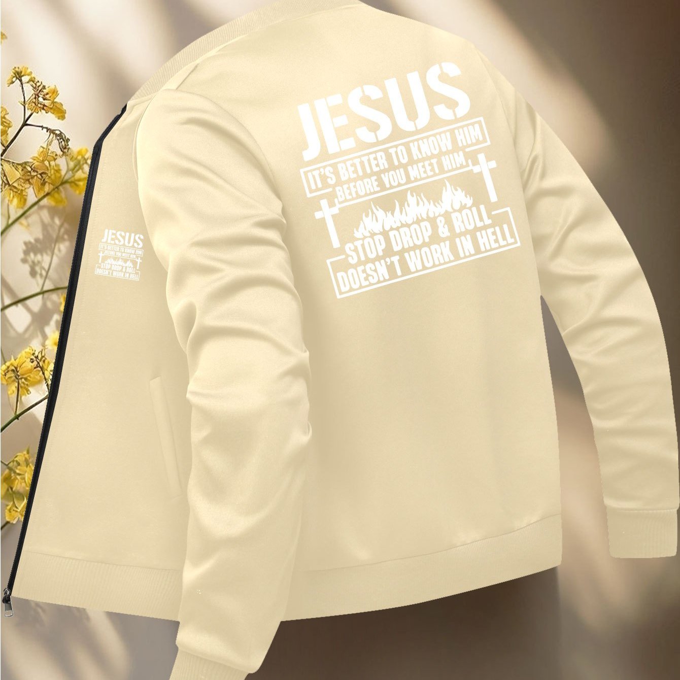 Christian Bible Message Zip Front Jacket for Church