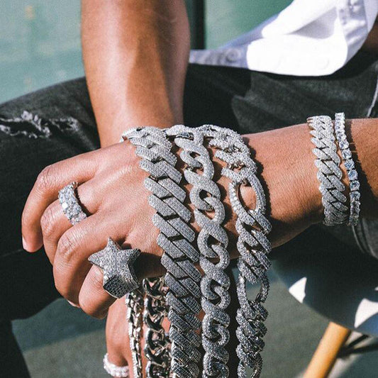 Hip Hop Encrusted Eight Character Synthetic Zirconia Necklace