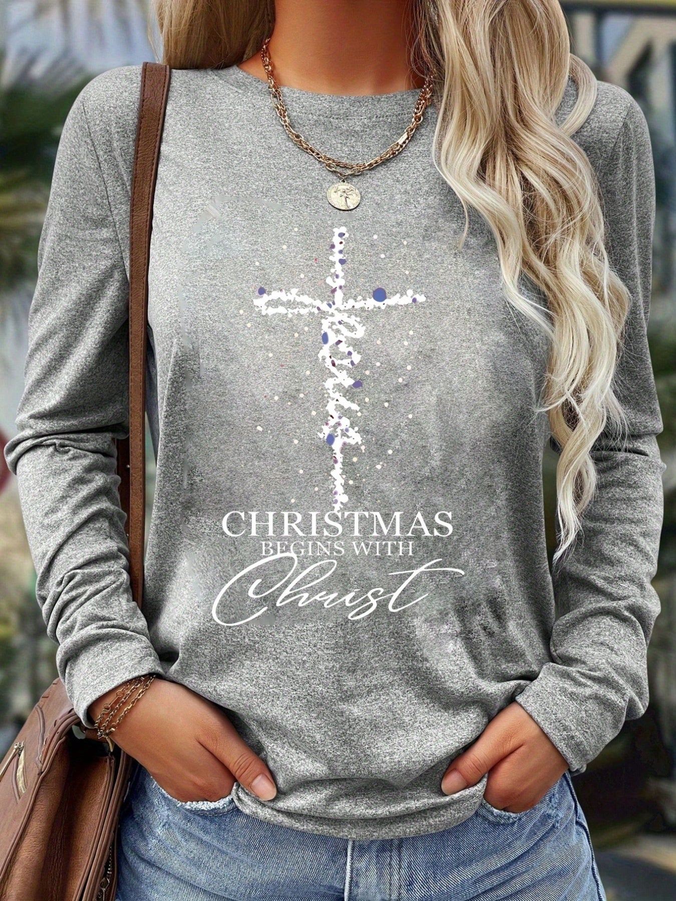 Christmas Begins With Christ Christian T Shirt Cross
