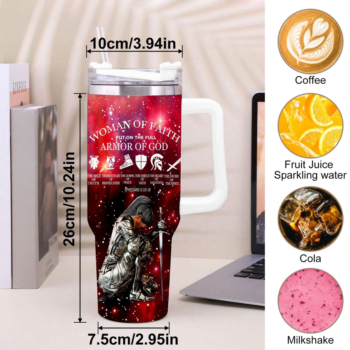 Faith Armor Insulated Woman Tumbler With Leak Proof Lid