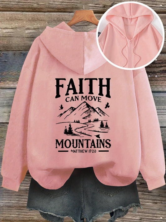 Women Black Hoodie Faith Can Move Mountains Graphic